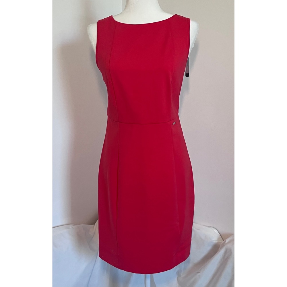 Armani Exchange Sleeveless Sheath Dress Women Size M Red Cutout Back Cocktail